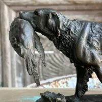 Bronze Dog and Pheasant Statue