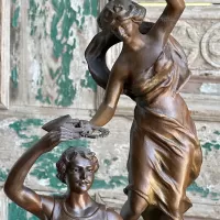 Blacksmith With Lady Spelter Sculpture