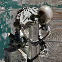 Bronze Skeleton Sculpture