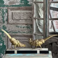 Bronze pheasants Sculpture With Marble Base