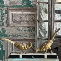 Bronze pheasants Sculpture With Marble Base