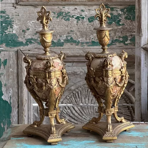 Pair Cassolettes  Marble Vases