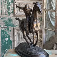 Bronze Jokey On Polo Horse Sculpture