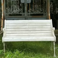 Garden Bench with Cast Iron Legs and Wooden Frame