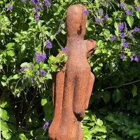 Cast Iron Woman Man Sculpture