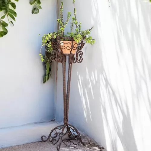 Wrought Iron Footed Flower Pot Or Candle Holder