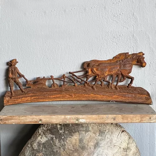 Cast Iron Wall Decoration Horse Plow