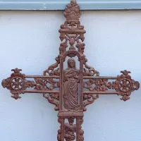 Large Religious Garden Statue Cast Iron Cross