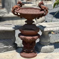 Cast Iron Flower Pot and Pedestal