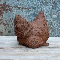 Cast Iron Fluffy Hen Statue