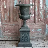 Cast Stone Flower Pot and Base