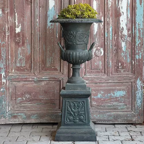Cast Stone Flower Pot and Base