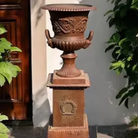 Cast Iron Vase And Pedestal