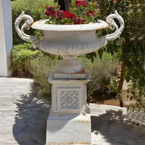 Cast Iron Vase And Pedestal