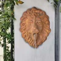 Lion Wall Statue with Cast Iron Fountain