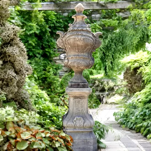Cast Stone Vase and Base