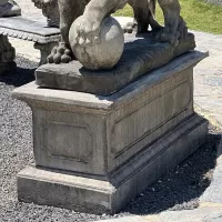 Cast Stone Couple Lion Statue and Base