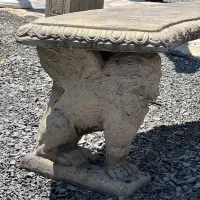 Cast Stone Lion Pedestal Bench