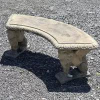 Cast Stone Lion Pedestal Bench