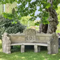 Cast Stone Lion Head Large Bench
