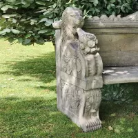 Cast Stone Lion Head Large Bench