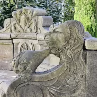 Cast Stone Lion Head Large Bench