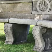 Cast Stone Lion Head Large Bench