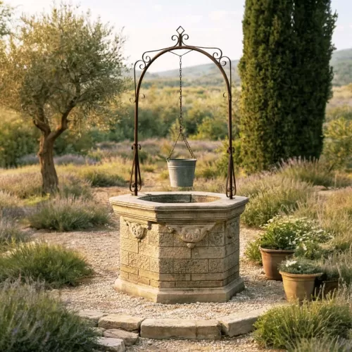 Well Head with Cast Stone and Iron