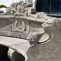 Cast Stone Lion Head Large Bench