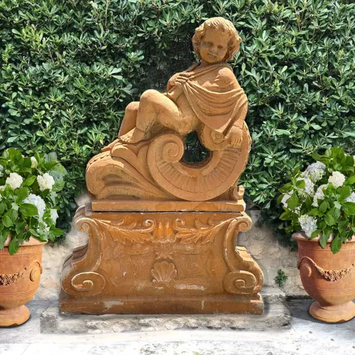 Cast Stone Sitting Child Statue