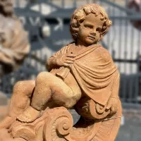 Cast Stone Sitting Child Statue