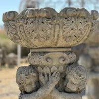 Cast Stone Flower Pot with Child Figure