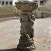 Cast Stone Flower Pot with Child Figure