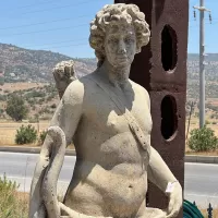 Cast Stone Roman Figured Man And Dog Statue