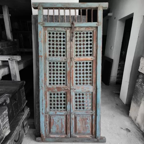 Old Indian Wood And Iron Door