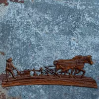 Cast Iron Wall Decoration Horse Plow