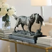 Bronze Dog and Pheasant Statue