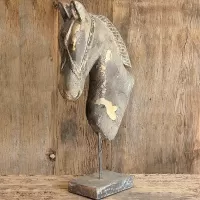 Carved Wooden Horse Head Statue Antique Style