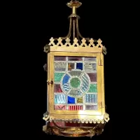 Bronze Lantern with Stained Glass