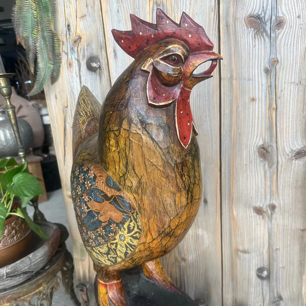 Wooden Couple Chicken Rooster